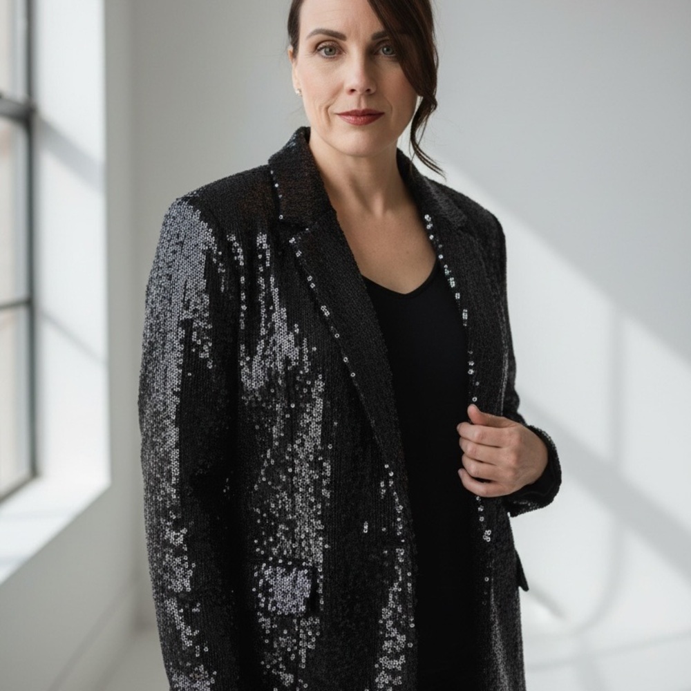 ✨ NWT INC International Concepts Jewel-Tone Sequin Jacket – Size Medium ✨ - Picture 8 of 9
